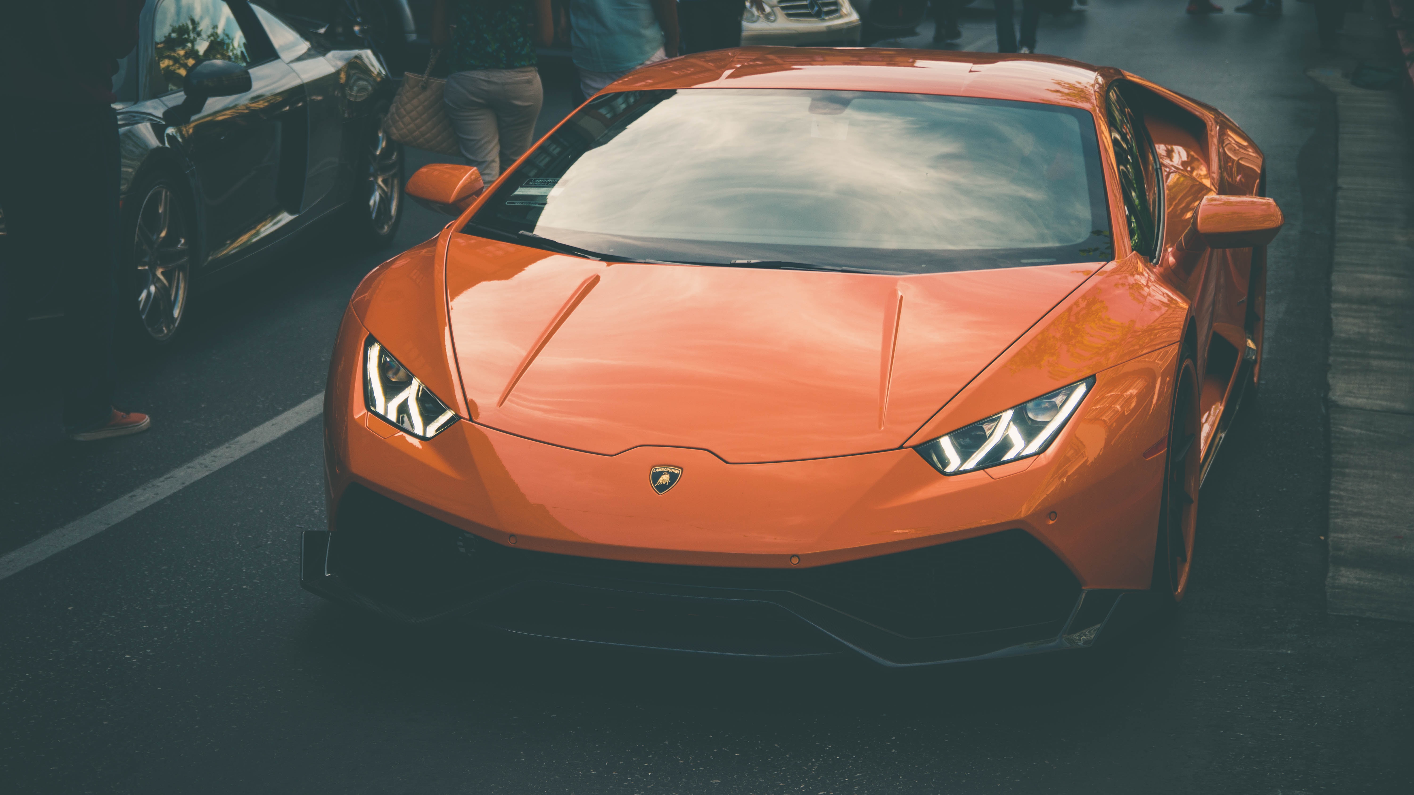 Photo of an orange Lamborghini Gallardo sports car